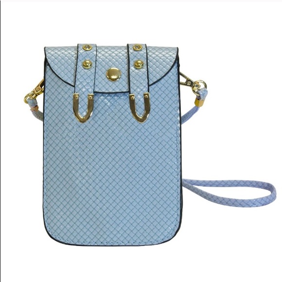 MoDA Handbags - Pale Blue Leather Phone Crossbody Bag